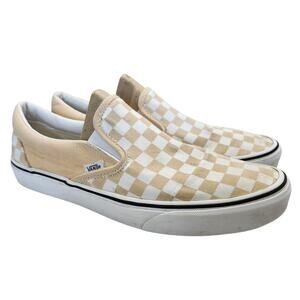 Vans Pastel Yellow Checkered Slip-on Shoes Men 9.5 Women 11  BHFO 6367
